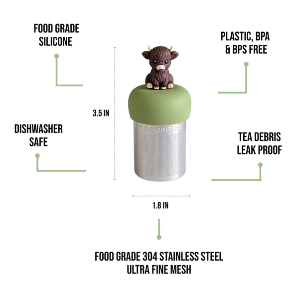 Baby Cow | Floating Tea Infuser | Green Base | Brown Cow