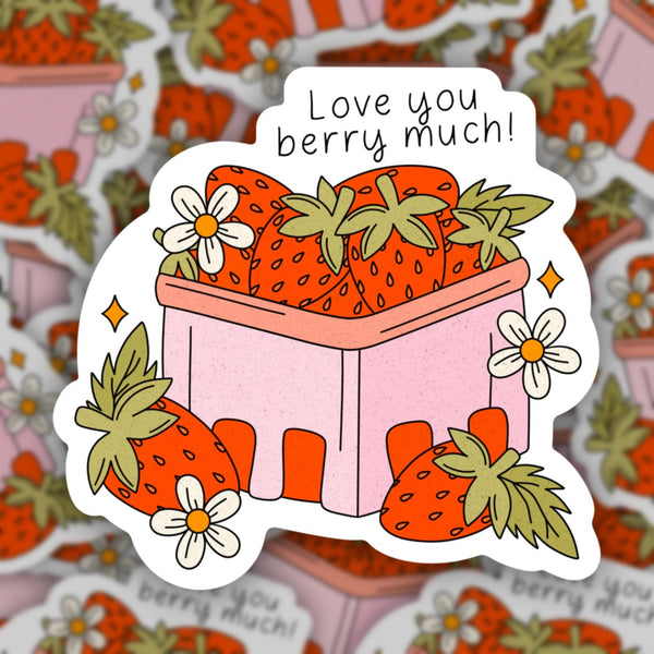 Love you berry much, strawberry sweetheart sticker