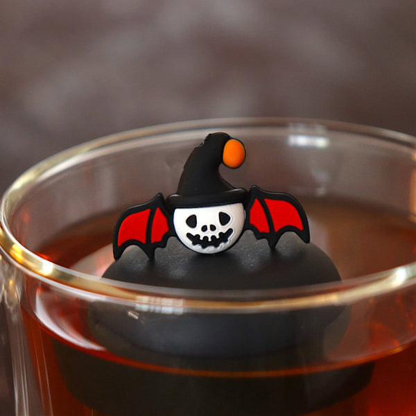 Skull Bat | Floating Tea Infuser | Black Base | White & Red