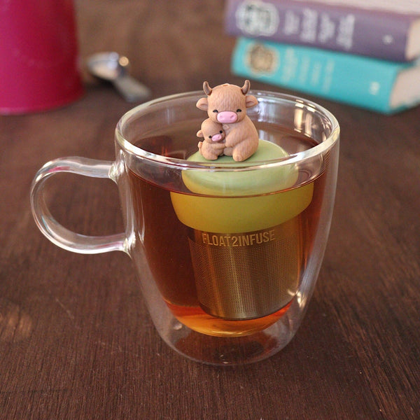 Mom & Baby Highland Cow | Floating Tea Infuser | Green Base