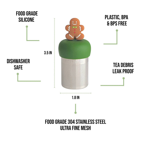 Gingerbread Man | Floating Tea Infuser | Green Base | Brown