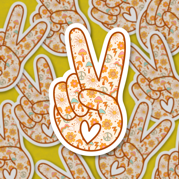 Retro Summer Pattern Peace Sign Sticker