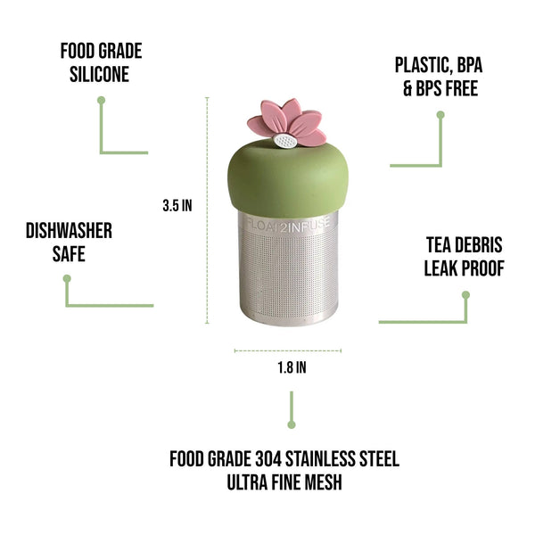 Lotus | Floating Tea Steeper | Green Base | Pink Lotus
