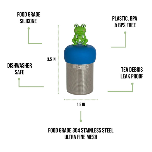 Mom & Baby Frog | Floating Tea Steeper | Blue Base | Green