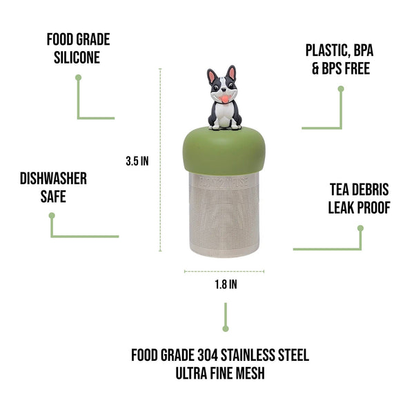 French Bulldog | Floating Tea Infuser | Green Base | Dog