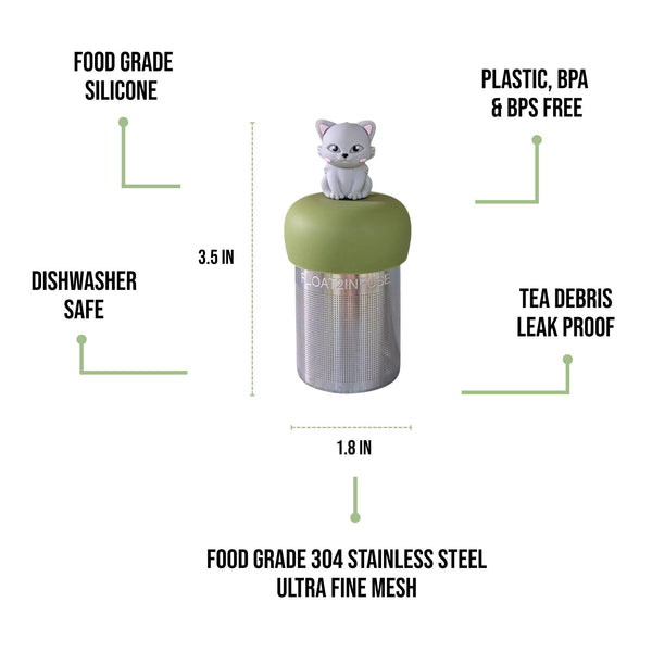 Grey Cat | Floating Tea Steeper | Green Base | Grey