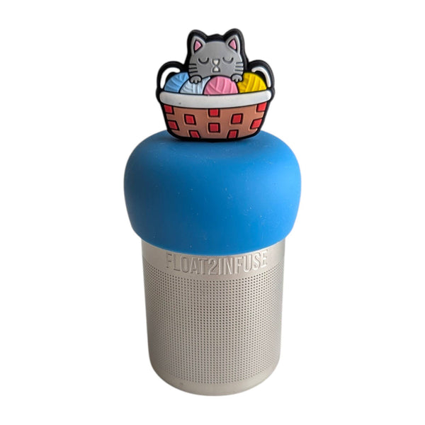 Cat Knitting Yarn | Floating Tea Infuser | Blue Base | Grey