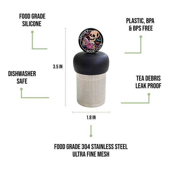 Spooky Book Club | Floating Tea Infuser | Black Base | Black