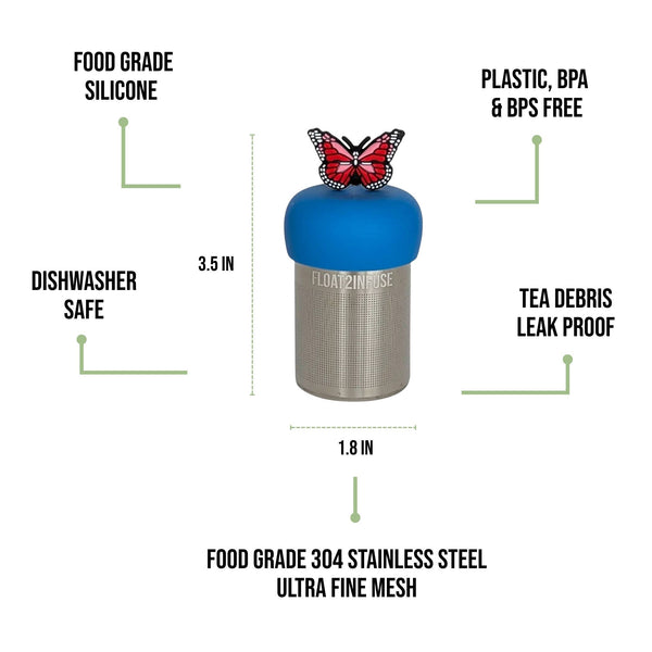 Americana Butterfly | Floating Tea Infuser | Blue Base | Red