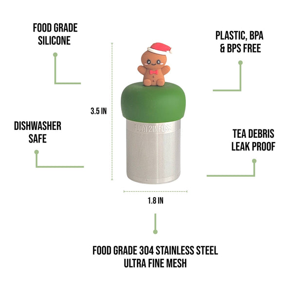 Santa Hat Gingerbreadman | Floating Tea Infuser | Green Base