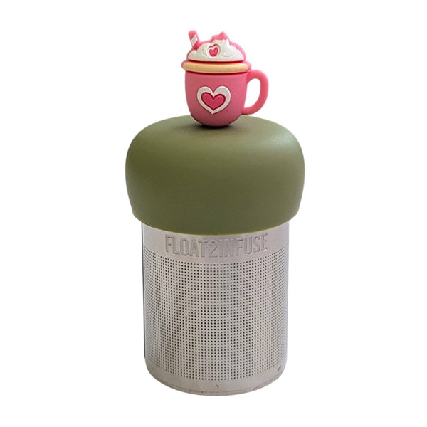 Pink Heart Mug | Floating Tea Infuser | Green Base | Pink