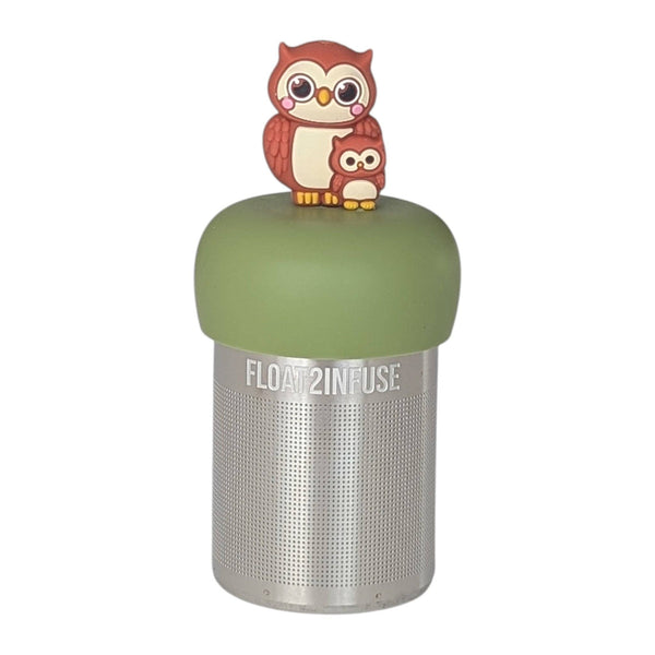 Mom Baby Owl| Floating Tea Infuser | Green Base | Brown