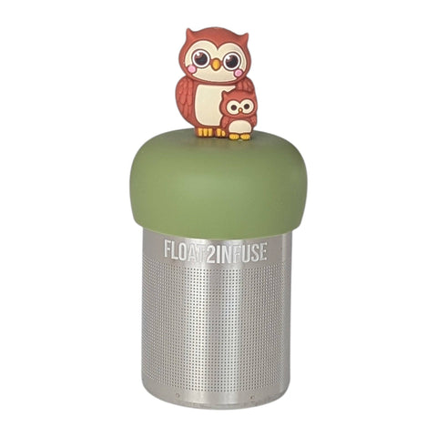 Mom Baby Owl| Floating Tea Infuser | Green Base | Brown
