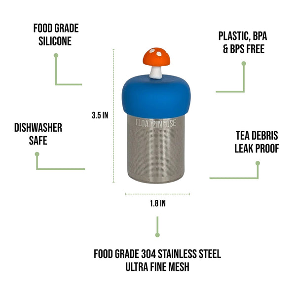 Orange Mushroom | Floating Tea Infuser | Blue Base