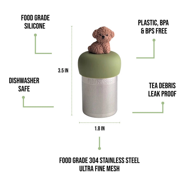 Brown Labradoodle | Floating Tea Infuser | Green Base |Brown