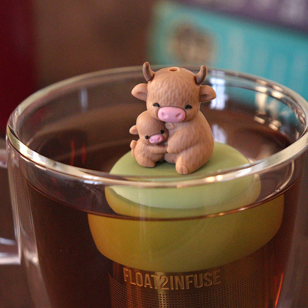 Mom & Baby Highland Cow | Floating Tea Infuser | Green Base