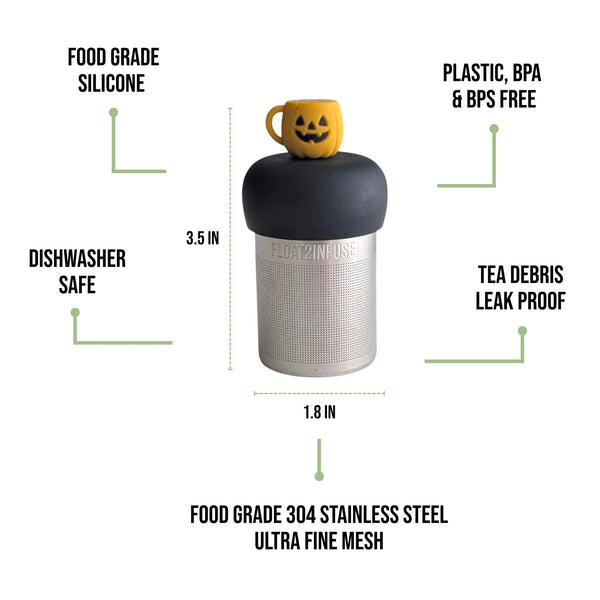 Jack-lantern Mug | Floating Tea Infuser | Black Base |Yellow