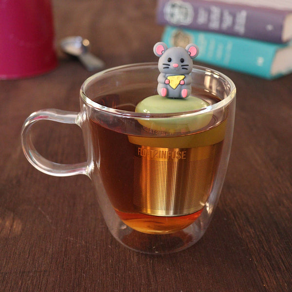Mouse with Cheese | Floating Tea Infuser | Green Base | Grey