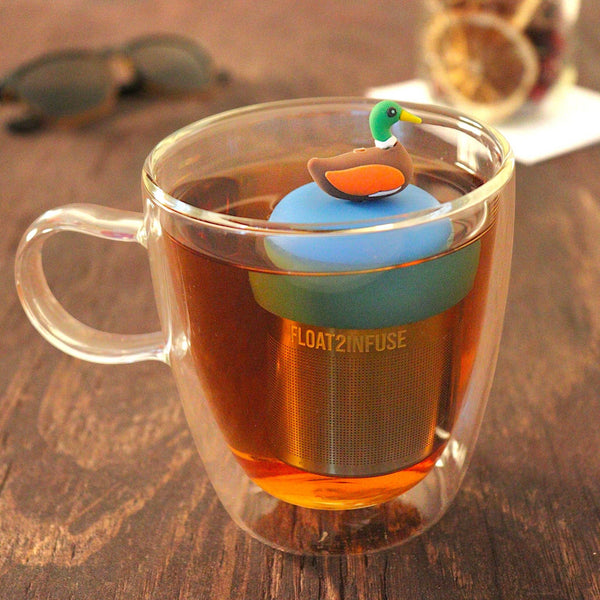 Mallard Duck | Floating Tea Infuser | Blue Base | Brown