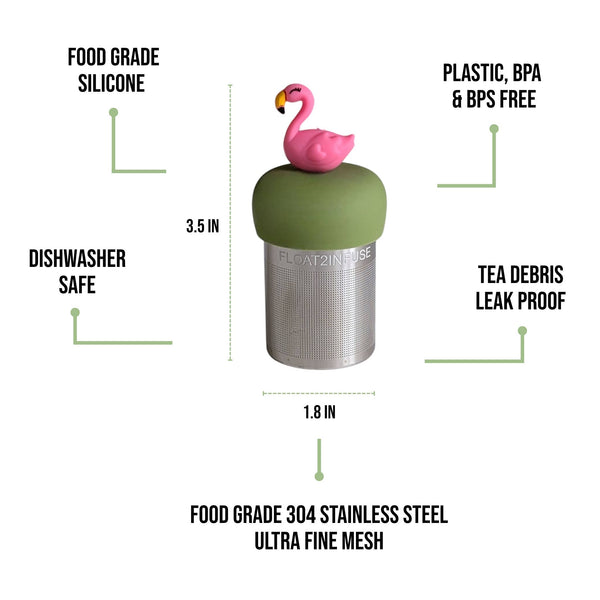 Flamingo | Floating Tea Steeper | Green Base | Pink