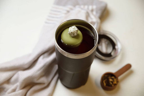 Hexagon | Floating Tea Infuser | Green Base | Herb Pattern