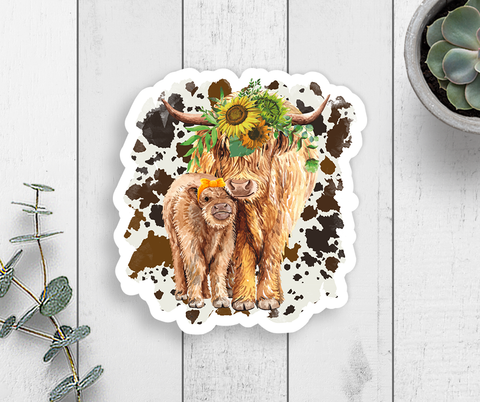 Highland Cow Vinyl Sticker