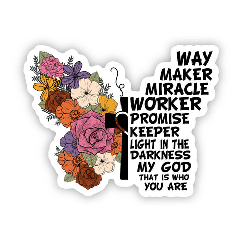 Way Maker Floral Butterfly Vinyl, Sticker, 3x3 in. 