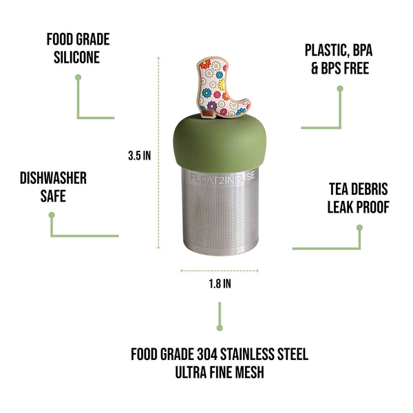 Floral Cowboy Boot | Floating Tea Infuser | Green Base
