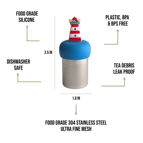 Lighthouse | Floating Tea Infuser | Blue Base | Red/White