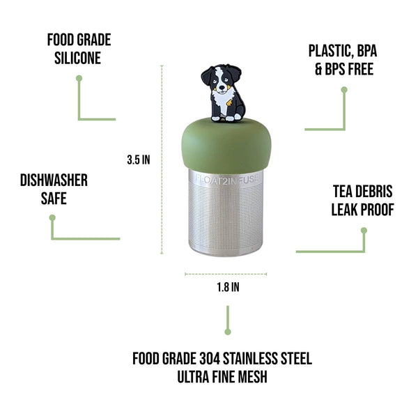 Floating Border Collie Tea Infuser I Green Base