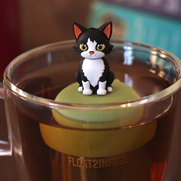 Black & White Cat | Floating Tea Infuser | Green Base