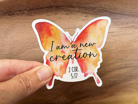 Butterfly New Creation | Christian Sticker | Watercolor