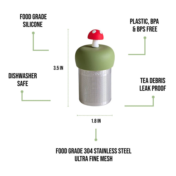 Mushroom | Floating Tea Steeper | Green Base | Red