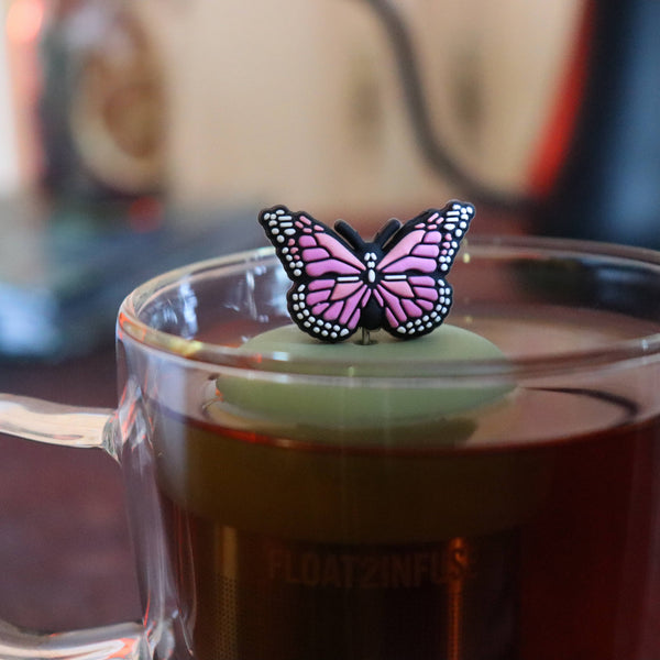 Pink Butterfly | Floating Tea Infuser | Green Base | Pink
