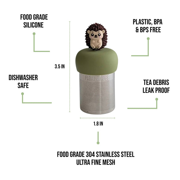 Hedgehog| Floating Tea Infuser | Green Base | Brown & Beige