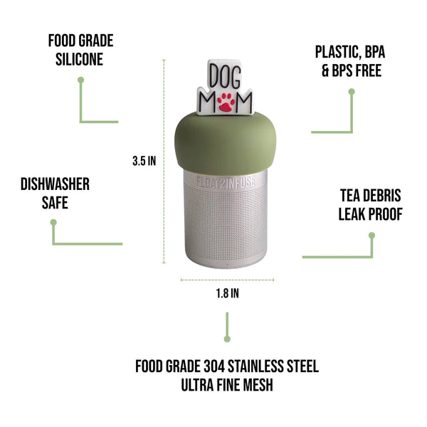 Dog Mom | Floating Tea Infuser | Green Base | White/Red