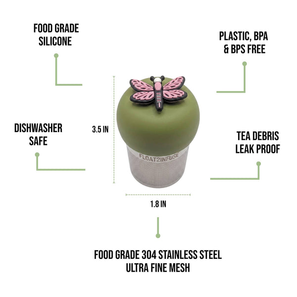 Pink Dragonfly | Floating Tea Infuser | Green Base | Pink