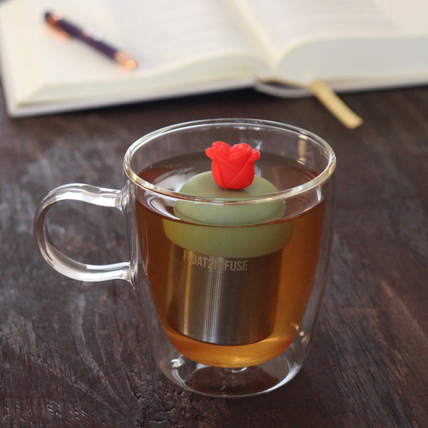 Red Rose Floating Tea Infuser | Loose Leaf Tea | Green Base