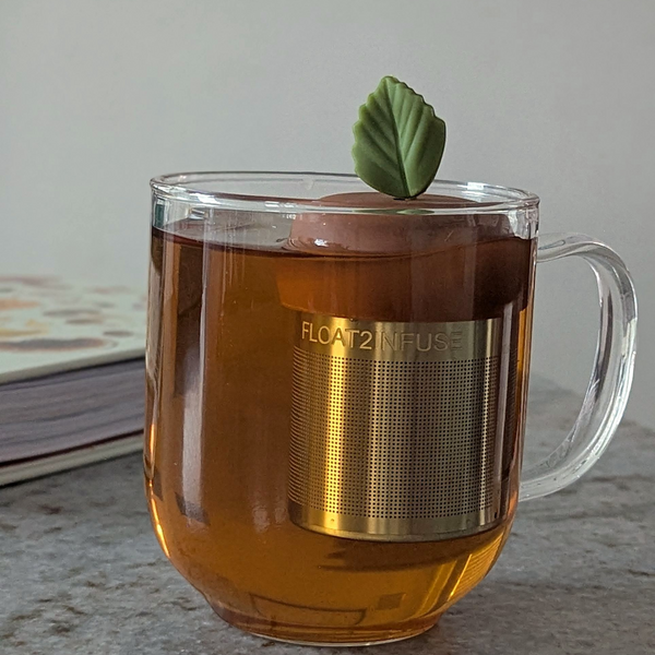 Herb Leaf | Floating Tea Infuser | Light Brown Base | Green