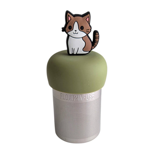 Anime White & Brown Cat | Floating Tea Infuser | Green Base