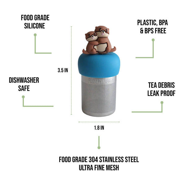 Mom & Baby Otter Floating Tea Infuser | Blue Base | Brown