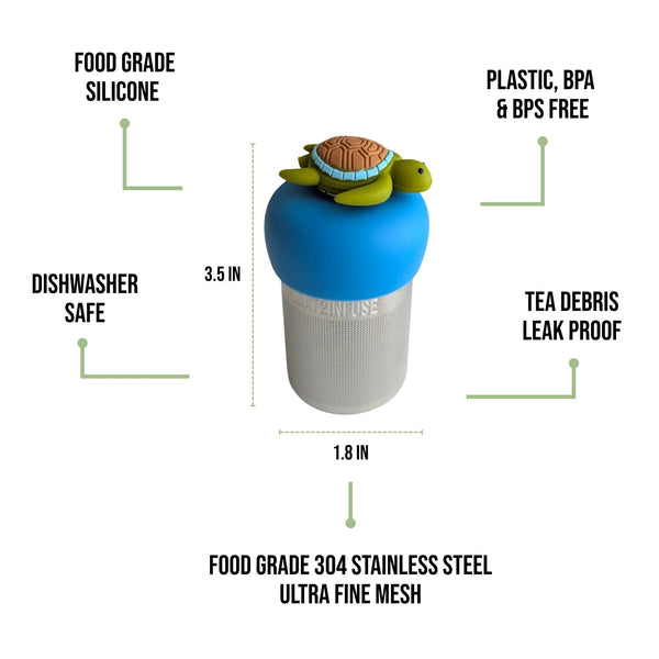 3D Sea Turtle | Floating Tea Infuser | Blue Base | Green