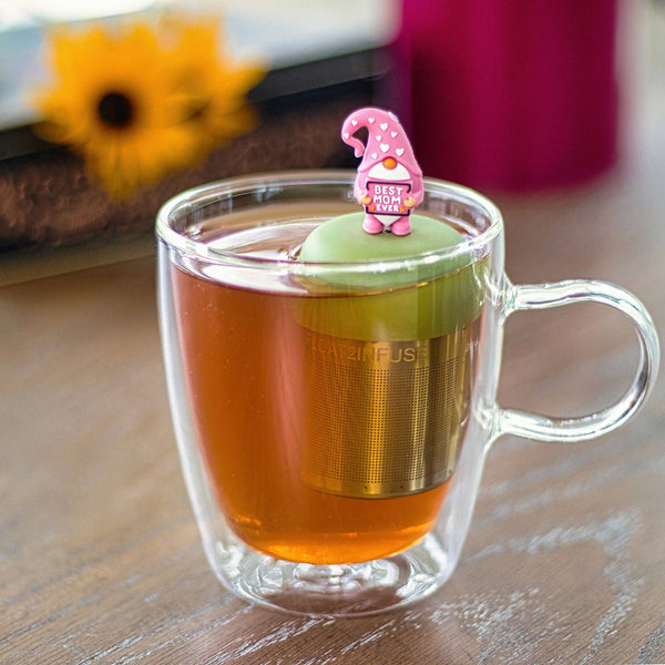 Best Mom Gnome | Floating Tea Infuser | Green Base | Pink
