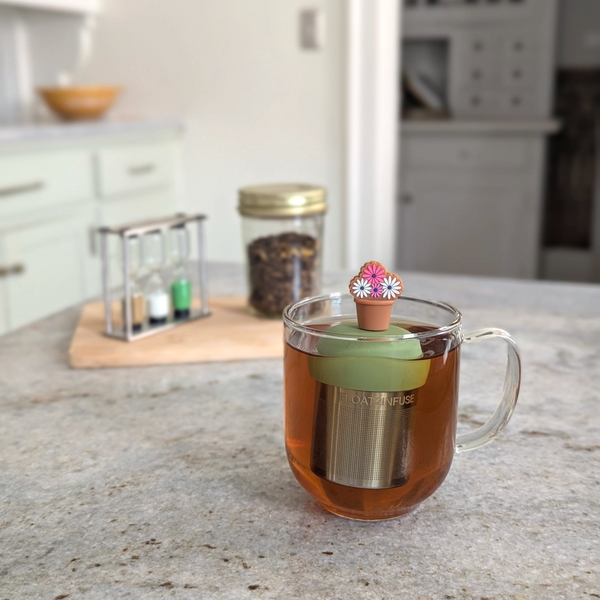 Flower Pot | Floating Tea Infuser | Green Base | Brown Pot